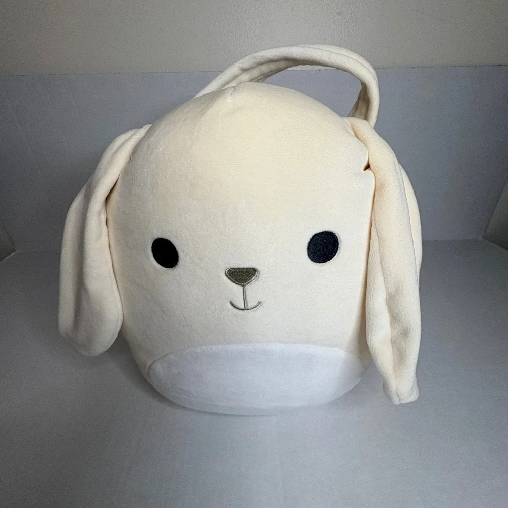 Squishmallows Valentina Bunny Easter Basket Plush Bag Cream White‎